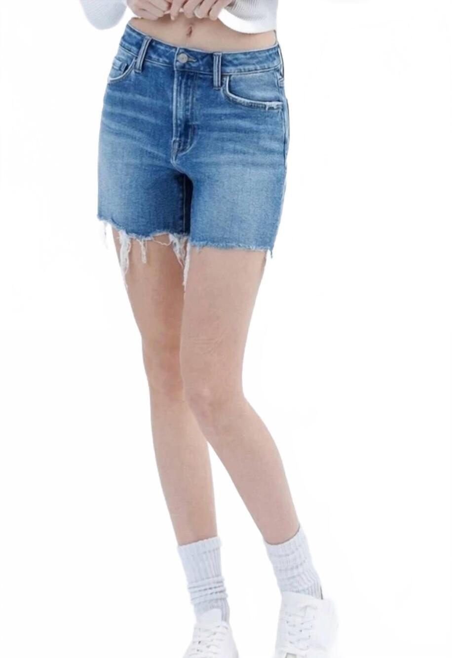 NEW FLYING MONKEY open minded high rise boyfriend shorts in blue